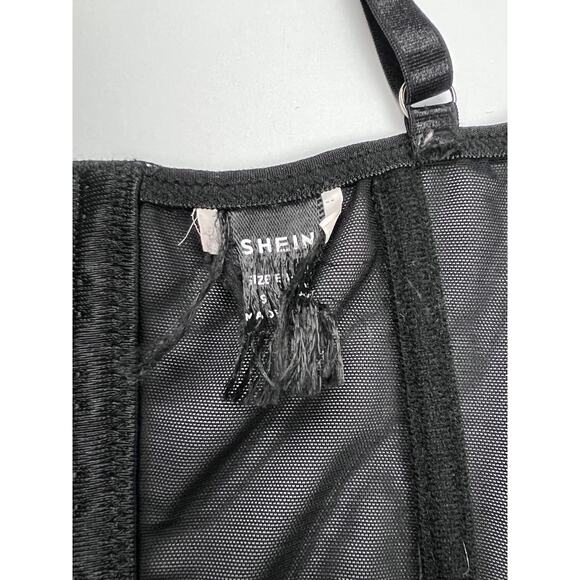 Corset Top Black Lace Sheer Bustier Whimsigoth Lingerie Sexy Vamp Coquette Witch - Picture 5 of 5